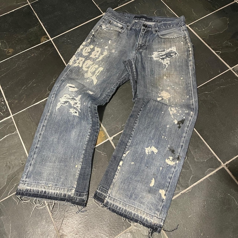 Fedi Cartel Custom 1 of 1 Distressed & Repaired Flared Baggy Jeans - 32/29